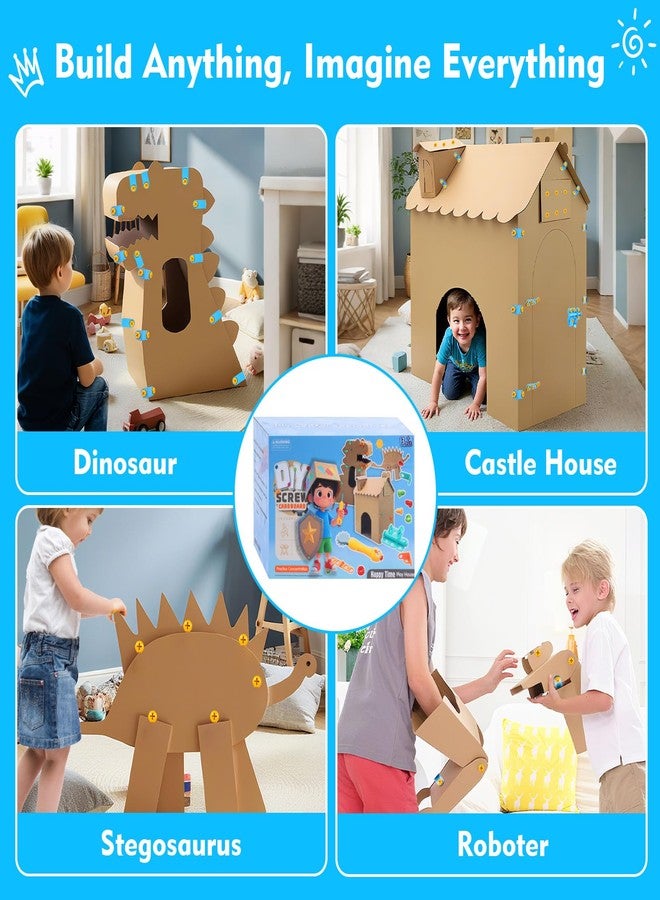 Kizmore Cardboard Cutter for Kids - 122 PCS Resuable Safe Cardboard Tools for Kids | Educational Building Toys for Family Classroom Activities | Christmas Birthday Gifts for 5 6 7 8 9 Years Old Boys Girls - Image 4